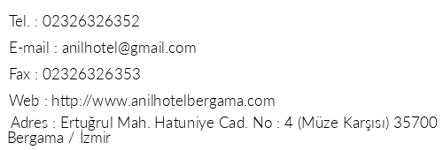 Anl Hotel telefon numaralar, faks, e-mail, posta adresi ve iletiim bilgileri
